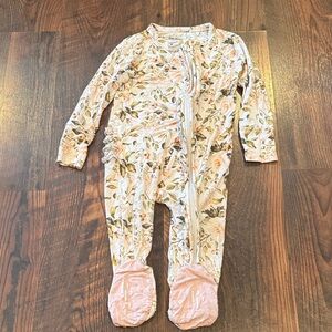 Posh Peanut Floral Footie Pajama - Pink and Cream